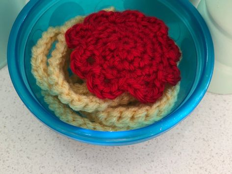 Crochet Play Spaghetti Free Pattern – Our Little Chateau Crochet Noodles Free Pattern, Crochet Spaghetti, Homemade Spaghetti, House Makeover, Spaghetti Noodles, Spaghetti Bolognese, Crochet Food, Spaghetti Sauce, Play Food