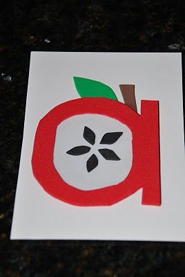 Learning the first letter of the alphabet. A is for apple goes along with the book how do apples grow. This art project would work out great for kindergarten or preschool as long as the foam items being used are already cut out by the teacher. Read the book to the students then have them do the project A Is For Apple Craft, A Is For Apple, Apple Lessons, Abc Crafts, Kid Book, Apple Preschool, Abc Art, Letter Crafts, Apple Craft