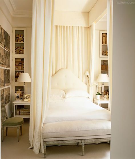 modern white canopy bed Bedroom Bliss, White Bed, Dreamy Bedrooms, White Bedroom, Beautiful Bedrooms, Dream Bedroom, My New Room, Luxury Bedding, Guest Bedroom