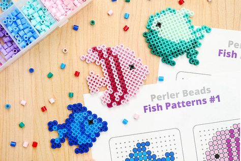 Perler Bead Fish Perler Bead Fish, Cute Perler, Fun Summer Crafts, Fish Template, Different Fish, Fish Beads, Summer Craft, Halloween Beads, Summer Crafts For Kids