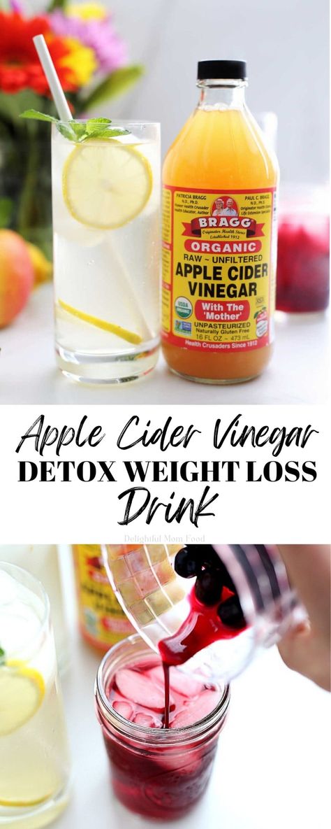 Apple cider vinegar drink for weight loss, detox and optimal health! Apple cider vinegar lowers blood pressure, provides good bacteria in the gut for a flat belly and tastes delicious with the right formula. #applecidervinegar #applecidervinegardrink #recipe #drinks #beverage #detox #weightloss #howtoloseweight #cleanse #healthyliving | Recipe at Delightful Mom Food Cider Vinegar Drink, Apple Cider Drink, Vinegar Drink, Apple Cider Vinegar Detox Drink, Vinegar Drinks, Cider Drinks, Apple Cider Vinegar Detox, Apple Cider Vinegar Drink, Smoothie Detox