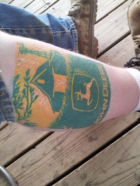 Yet another John Deere tattoo | FarmFuckUps.Com Silly Tattoos, Steve O, Butterfly Tattoo Designs, Beauty Stuff, Butterfly Tattoo, John Deere, Cool Tattoos, Tatting, Tattoo Ideas