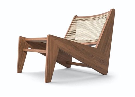 Cassina Kangaroo Armchair | est living Product Library Kangaroo Chair, Wood Lounge Chair, Low Chair, Iconic Chairs, Wooden Armchair, Bench Designs, Chaise Lounges, Contemporary Furniture Design, Pierre Jeanneret