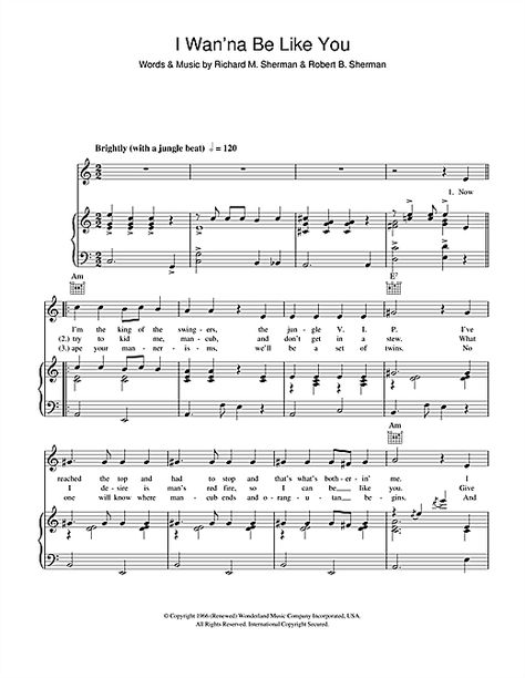 Louis Prima I Wanna Be Like You Sheet Music, Piano Notes, Guitar Chords. Download Printable PDF. Louis Prima, Sheet Music Piano, Piano Notes, The Jungle Book, Music Piano, Music For You, Printable Sheet Music, Sheet Music Notes, Guitar Tabs