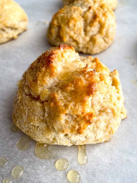 Easy Honey Butter Biscuits - Cook Fast, Eat Well Honey Butter Biscuits Recipe, Honey Biscuit Recipe, Drop Biscuit Recipe, Easy Honey Butter, Butter Biscuits Recipe, Honey Butter Biscuits, Easy Drop Biscuits, Homemade Honey Butter, Drop Biscuits Recipe