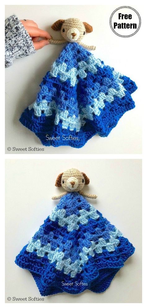 Puppy Dog Baby Lovey Free Crochet Pattern Crochet Granny Stitch, Crochet Patterns Ideas, Lovey Pattern, Crochet Lovey, Dog Baby, Lovey Blanket, Patterns Ideas, Vintage Dress Patterns, Haken Baby