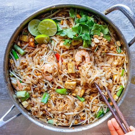 Mob — Prawn Pad Thai Prawn Pad Thai, Onion Sprouts, Pad Thai Sauce, Thai Recipe, Pad Thai Recipe, Pickled Radishes, Tamarind Paste, Bean Curd, Healthy Lunch Recipes