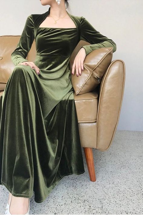 Bridesmaid Dress Velvet, Velvet Bridesmaid Dress, Velvet Bridesmaid, Long Tunic Dress, Velvet Bridesmaid Dresses, Dress Velvet, Chique Outfits, Long Tunic, Evening Party Dress