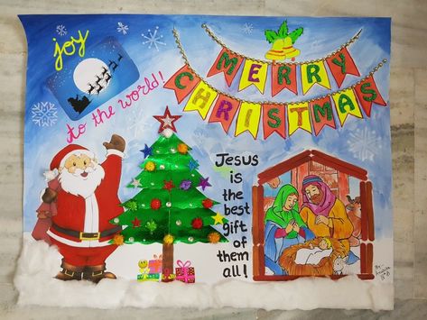 Christmas Chart Ideas, Christmas Charts For School, Christmas Chart Ideas For School, Christmas Soft Board Decoration, Christmas Festival Drawing, Merry Christmas Drawing Art, Christmas Bulletin Boards For School, Christmas Bulletin Board Decorations, Christmas Board Decoration