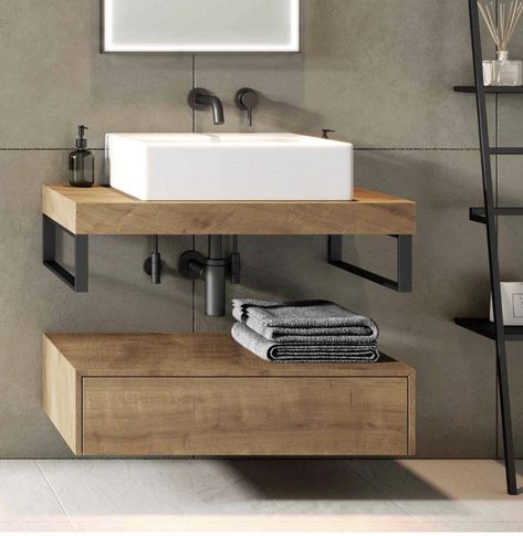 Cloud Bathroom, Towel Hangers, Floating Drawer, Modern Contemporary Bathroom, Downstairs Toilet, Aesthetic Bathroom, Small Bathroom Makeover, Wood Finishes, Bad Design