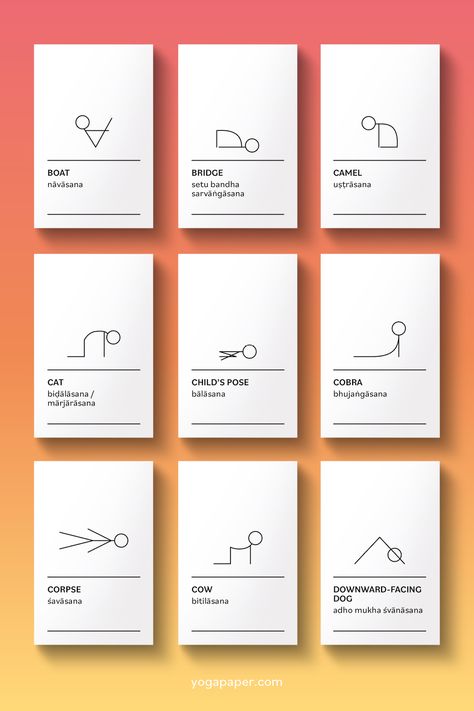 A Comprehensive List of Yoga Pose Names in English and Sanskrit - Yoga Paper Stick Figure Yoga Poses, How To Draw Yoga Poses, How To Draw Yoga Stick Figures, Yoga Pose Names, Flow Exercises, Yoga Stick Figures, Yoga Poses Drawing, Yoga Branding Design, Yoga Sanskrit