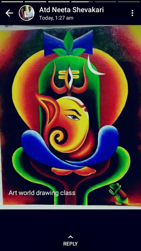 Shiv Ganesh Rangoli, Laxmi Ganesh Rangoli Designs, Clay Vinayagar, Ganesh Ji Rangoli Design, Ganesh Art Paintings Acrylics, Drawing Ganpati, Big Rangoli Designs Creativity, Ganapati Painting, Matki Decoration