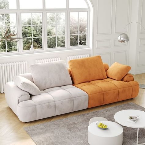 Beige+Yellow 2-seater Sofa Settee Loveseat Recliner Sofa with Pillow - Bed Bath & Beyond - 39868402 Comfy Sectional, Two Seat Sofa, Loveseat Recliners, Velvet Sofa Bed, Upholstered Couch, Sofa Modern, Modern Loveseat, Sofa Legs, Beige Sofa