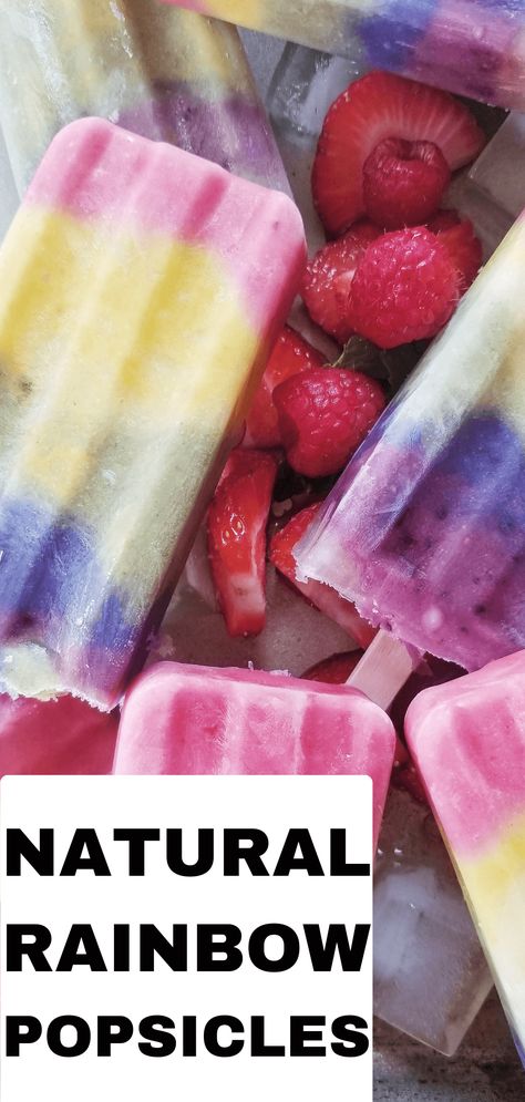 Popsicle Recipe For Kids, Rainbow Popsicles, Healthy Popsicle Recipes, Yogurt Melts, Healthy Popsicles, Yogurt Popsicles, Plant Based Yogurt, Fruit Popsicles, Rainbow Fruit