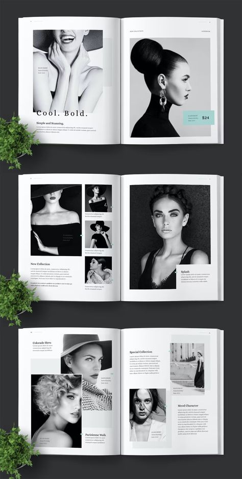 Clean Fashion Lookbook Template InDesign Simple Magazine Layout Design, Fashion Report Layout, Look Book Design Layout, Fashion Catalogue Design Layout, Chanel Presentation, Fashion Layout Design, Fashion Book Cover, Fashion Magazine Layout Design, Report Cover Page