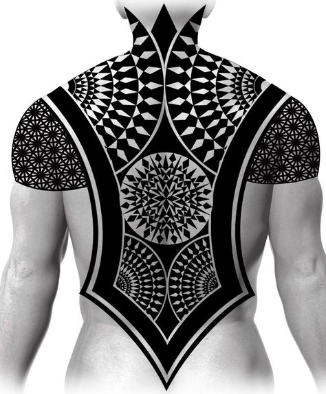 Geometric Back Tattoo, Neon Photography, Sak Yant, Geometric Tattoo Design, Mandala Designs, Cool Small Tattoos, Hybrid Design, Head Tattoos, Black Work