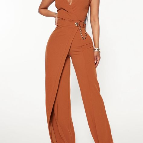 Never Worn Excellent Condition Still Has The Tag Brown Jumpsuit Outfit, Extra Fits, Brown Jumpsuits, Stylish Work Attire, Fashion Nova Outfits, Jumpsuit Outfit, Graduation Outfit, Jumpsuit With Sleeves, Jumpsuit Fashion