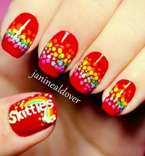 skittles Food Nails, Nagel Tips, Nail Art Instagram, Her Nails, Cool Nails, Rainbow Nails, Nail Polish Designs, Fabulous Nails, Nail Art Summer