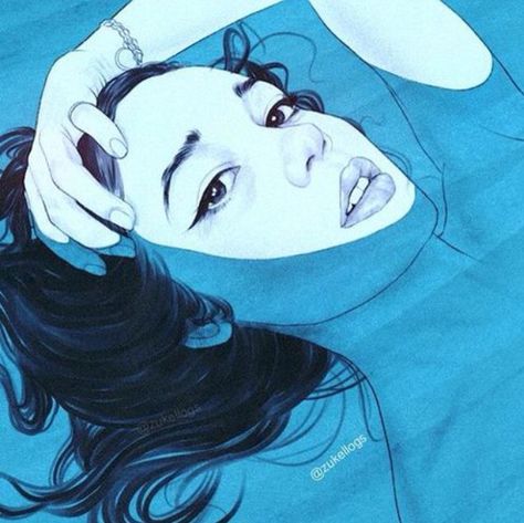 I also like how this looks like she's submerged in water and it remains pretty realistic. Sketches Of Love, Arte Sketchbook, A Drawing, In Water, Drawing Inspiration, Love Art, Amazing Art, Painting & Drawing, A Girl