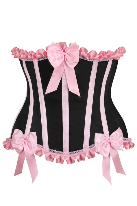 Under bust corset made of premium satin fabric Hidden side zipper closure Spiral Steel boning throughout Flat steel boning in the back Lace-Up Back for cinching Dry Clean Only Corset Designs Ideas, Clothe Reference, Vtuber Reference, Pink And Black Corset, Trans Fashion, Burlesque Corset, Under Bust Corset, Ladybug Costume, Waist Cincher Corset