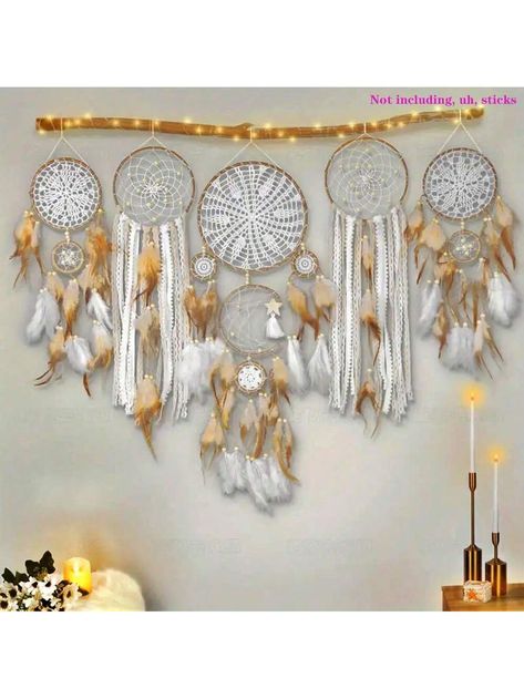 5pcs/Set Handmade Bohemian Wall Hanging Dream Catcher Set, DreamCatcher Wall Decor, Room Decor, Home Decor, Party Decor,Halloween,Spooky,Autumn,Holiday,Festival Beige    Iron     Home Decor, size features are:Bust: ,Length: ,Sleeve Length: Wall Hanging Dream Catcher, Dreamcatcher Baby, Spooky Autumn, Dreamcatcher Design, Small Dream Catcher, Bohemian Wall Hanging, Shell Crafts Diy, Hair Accessories Boho, Bohemian Wall