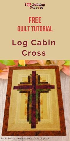 Log Cabin Cross Quilt, Easter Quilts Wall Hangings, Cross Quilt Pattern, Quilt Butterfly, Quilted Wall Hangings Patterns, Log Cabin Patchwork, Free Quilt Tutorials, Hanging Craft Ideas, Log Cabin Quilt Pattern