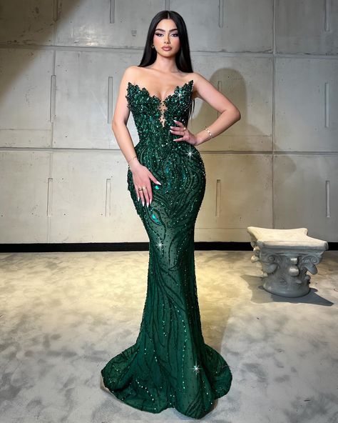 One in calming blue and one in green,not just dresses but two works of art💫 #eveningdress #promdress #walone #feather #blue #emerald #longdresses Sequin Prom Dresses Mermaid, Dress With Applique, Colour Names List, Stylish Gown, Green Prom, Sequin Prom Dress, Green Prom Dress, 2024 Fashion, Mermaid Prom Dresses