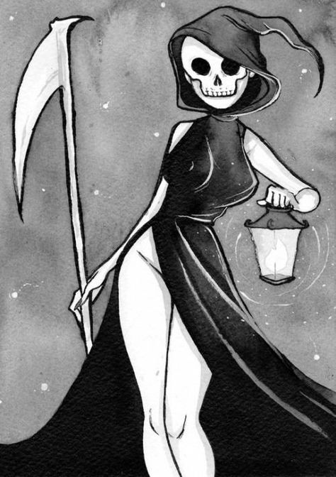 Reaper Drawing, Reaper Tattoo, Grim Reaper Art, Cute Pics, Skeleton Art, A Skeleton, Dark Art Drawings, Halloween Drawings, Grim Reaper