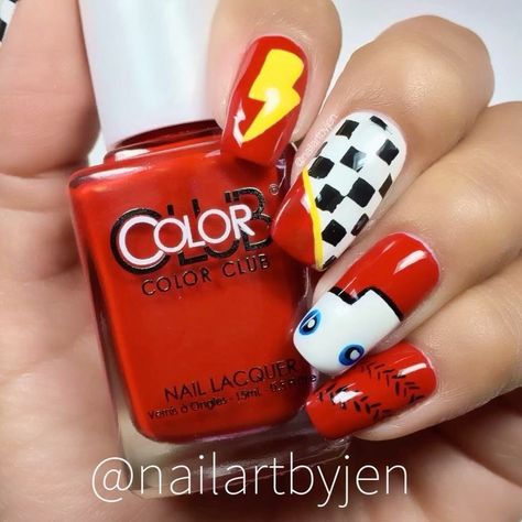 Lightning Mcqueen Nails, Future Nails, Color Club, Lightning Mcqueen, Fancy Nails, Nail Arts, Nail Lacquer, Disney Trips, Halloween Nails