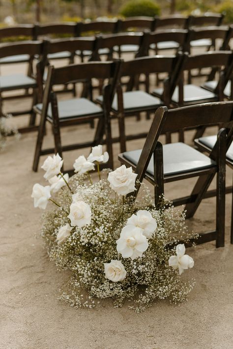 A Chic Monochromatic Napa Valley Wedding - Inspired By This Gypsophila Wedding Ceremony, Vineyard Wedding Aisle, Flowers Ceremony Wedding, Baby’s Breath Aisle, Wedding Flower Ceremony, Ceremony Flowers Aisle, Barn Wedding Flowers, Monochromatic Wedding, Gypsophila Wedding