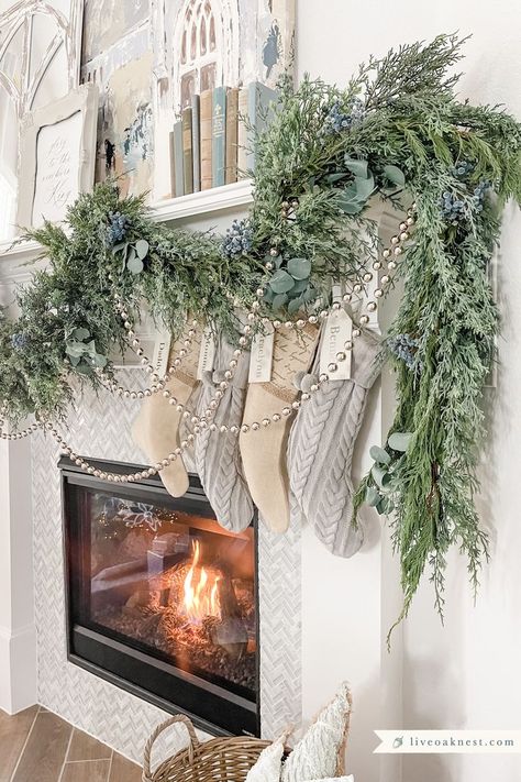 French Cottage Christmas Mantle Garland Live Oak Nest French Cottage Christmas, Cottage Christmas Decor, French Country Christmas, Cozy Christmas Decor, Christmas Mantle Decor, French Christmas, Christmas Decor Inspiration, Cottage Charm, Christmas Mantel Decorations