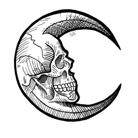 Vintage Moon Tattoo, Skull Moon Tattoo, Day Of Dead Tattoo, Moon Skull, Owl Tattoo Drawings, Skull Moon, Dragon Tattoo Back Piece, Rukia Bleach, Full Tattoo