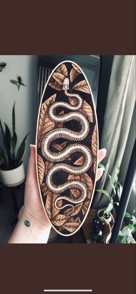 Snake Design Tattoo, Skeleton Study, Dark Moody Aesthetic, Serpent Art, Wood Burned Art, Snake Skeleton, Snake Wood, Wood Burn Designs, Moody Aesthetic