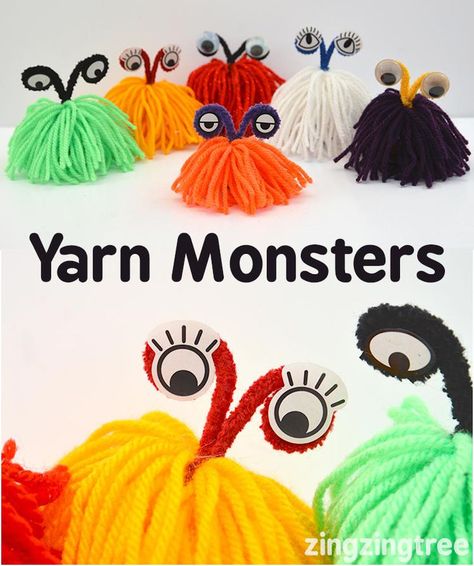 Crafts For Elementary Students, Crafts For Elementary, Yarn Monsters, Yarn Crafts For Kids, Monster Craft, Summer Crafts For Kids, Crafty Kids, Yarn Diy, Wool Crafts