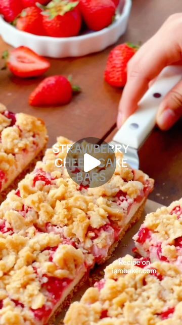 Iambaker.net Recipes, I Am Baker Strawberry Cheesecake Bars, Homemade Chicken Strips, Strawberry Cheesecake Bars, Dessert Squares, Strawberry Dessert Recipes, I Am Baker, Mini Bundt Cakes, Fruit Dishes