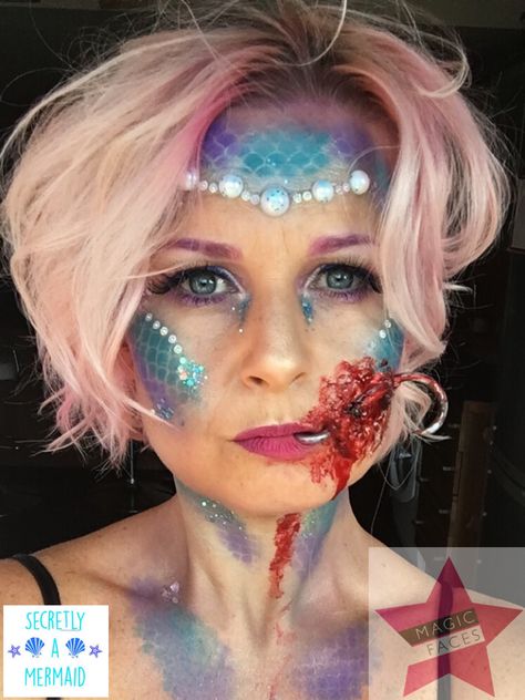 Hooked Mermaid Makeup, Zombie Mermaid Makeup, Dead Mermaid Makeup, Little Mermaid Makeup Ariel, Dead Mermaid Costume, Zombie Mermaid Costume, Scary Mermaid Makeup, Zombie Mermaid, Scary Mermaid