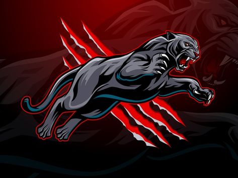 Panther Mascot Logo by Angga Agustiya on Dribbble Panther Logo Design, West Tigers, Black Panther Logo, Panther Mascot, Logo For School, Lightning Logo, Eagle Mascot, Panther Logo, Arte 8 Bits