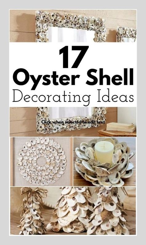 Those rustic looking oyster shells make for some great home decor! Plus, these oyster shells can be "harvested" at restaurants, in case you want to use some of these oyster shell decorating ideas as inspiration for a DIY project -and some of the featured ideas are, in fact, DIY ideas. But there are many stunning oyster shell decorations that you can purchase. All featured on completely-coastal.com . Diy Sea Decorations, Oyster Shell Ornaments Diy, Shell Decorating Ideas, Oyster Shell Crafts Diy How To Make, Diy Oyster Shell Crafts, Shell Hanging Decor, Painting Oyster Shells Diy, Decoupage Oyster Shells, Oyster Shell Wreath