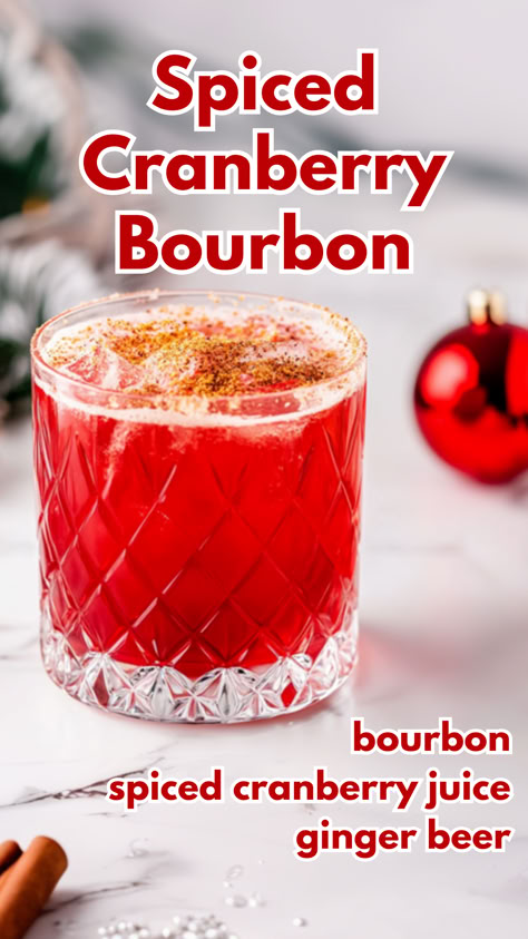 Spiced Cranberry Bourbon Recipe Cranberry Spice Cocktail, Hot Cranberry Drink, Bourbon And Ginger Beer, Christmas Bourbon Cocktails, Best Christmas Drinks, Cranberry Cocktails, Ginger Beer Drinks, Cranberry Cocktail Recipe, Sparkling Punch