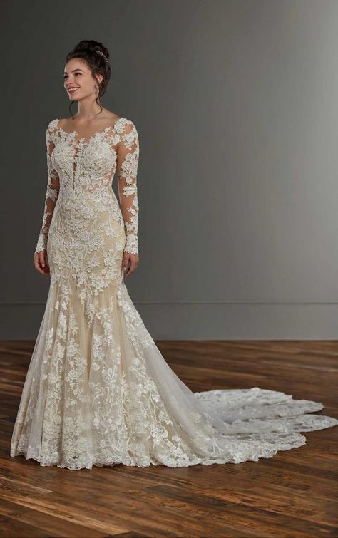 Flourishing Lace Wedding Gown with Long Sleeves - Martina Liana Wedding Dresses Kleinfeld, Martina Liana Wedding Dress, Flare Wedding Dress, Martina Liana, Kleinfeld Bridal, Fit And Flare Wedding Dress, Wedding Dress Pictures, Wedding Dresses Photos, Sleeve Wedding Dress