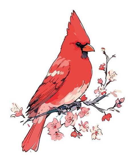 Capture the beauty of nature with our vivid red cardinal perched gracefully on a blossoming branch. A stunning addition to your wildlife art collection! Cardinal Drawings, Red Cardinal Drawing, Cardinal Drawing, The Beauty Of Nature, Rainbow Butterfly, Red Cardinal, Animals Artwork, Bird Drawings, Red Birds