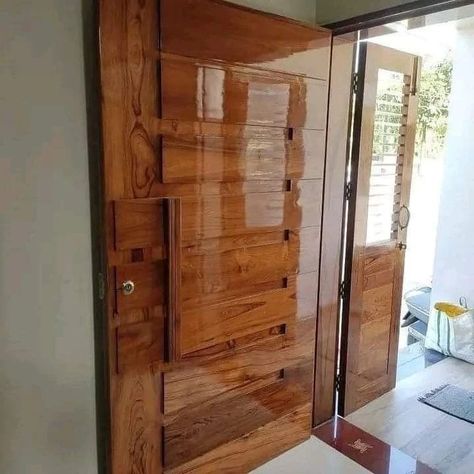 Wooden Door Polish Colours, Door Polish Colour, Teak Wood Main Door Design Modern, Teak Wood Main Door Design, Modern Gates, Main Door Design Photos, Teak Doors, Latest Door Designs, Discrete Mathematics