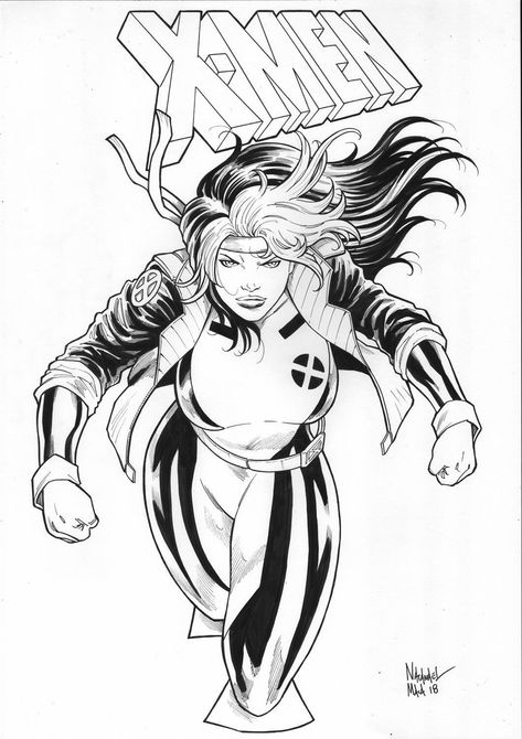 X Men Drawing, Xmen Sketch, Xmen Drawing, Rogue X Men, Rogue Xmen, Men Drawing, Marvel Rogue, Xmen Art, Rogue Gambit