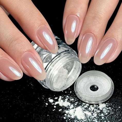 PRICES MAY VARY. 2024 Upgraded Nail Chrome Powder: Moonlight pearl chrome nail powder is an upgraded version salon grade powder which is fine and smooth without particles feeling. Brighter and shiny, also transparent high glossy effect. Shiny and elegant pure color without being monotonous and make your nails looks as next level High-Quality Texture Powder: This nail chrome powder is made of synthetic resin and is a safe material. The shine is very translucent when applied to the nails and you c Pearl Chrome Nail, Nail Glossy, Nail Chrome Powder, Chrome Nail Powder, Chrome Nail, Chrome Powder, Nail Powder, Mirror Effect, Nail Glitter