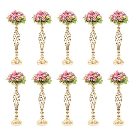 PRICES MAY VARY. 【High-Quality Flower Vase】Wedding vases are made of high quality metal material, these metal vases are rust-proof, strong and stable. Using advanced electroplating technology, the surface of the vase is smoother and shiny, adding a sense of luxury 【Unique and Elegant Design】The decorative vase is designed with a unique hollow twisted, which gives the vase a dynamic and more elegant line, adding color to your home and party events and impressing your guests. The sunlight through Tall Quinceanera Centerpieces, 50th Wedding Anniversary Decorations Table Centerpieces, Tall Table Centerpieces, Decoration For Wedding Reception, Rose Gold Centerpiece, 50th Wedding Anniversary Decorations, Boho Centerpiece, Birthday Party Home, Gold Candle Holder