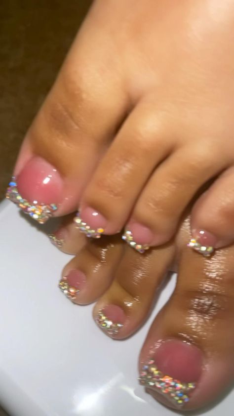 Rhinestone Nails Acrylic, Nails Acrylic Toes, Toenail Colors, Glitter Toe Nails, Toenail Art, Pedicure Designs Toenails, Toenail Designs, Gel Toe Nails, Acrylic Toes