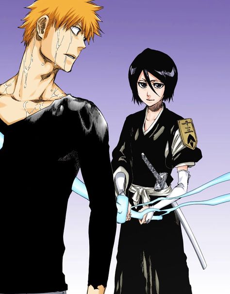 Bleach Colored Manga Panels, Ichigo Manga, Ichigo X Rukia, Bleach Rukia, Ichigo Y Rukia, Tite Kubo, Rukia Kuchiki, Ichigo And Rukia, Manga Colored