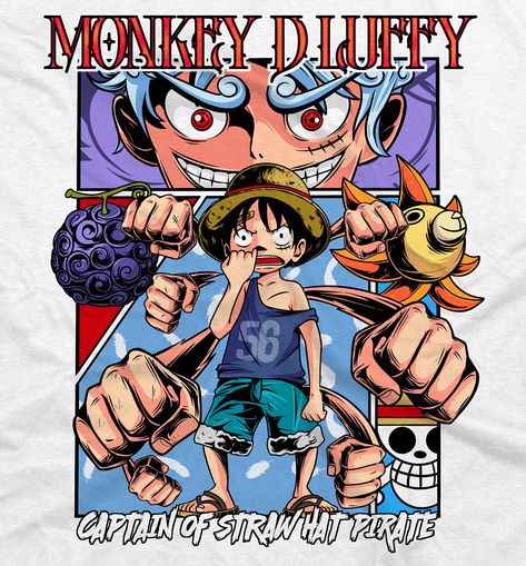 LUFFY ONEPIECE DESIGN STREETWEAR Top Anime Series, Typography Tshirt Design, T-shirt Design Illustration, T Shirt Logo Design, Design Streetwear, Creative T Shirt Design, Shirt Logo Design, Trendy Shirt Designs, Anime Tshirt