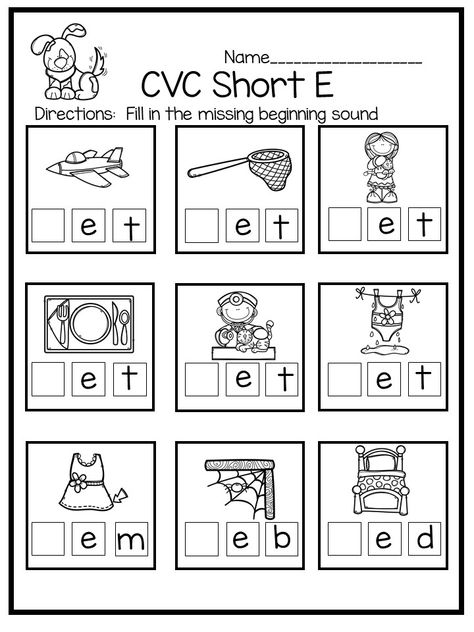 10 CVC worksheet with missing beginning sound. 2 worksheets for each vowel. Use in morning work, individual work and small group.  Kindergarten and 1st grade. Cvc Beginning Sounds Worksheets, Beginning Sound Activities Kindergarten, Word Building Worksheets, Small Group Kindergarten, Writing Cvc Words Worksheets, Vowel Sounds Worksheets, Cvc Worksheets Free, Prek Worksheets, Alphabet Handwriting Practice