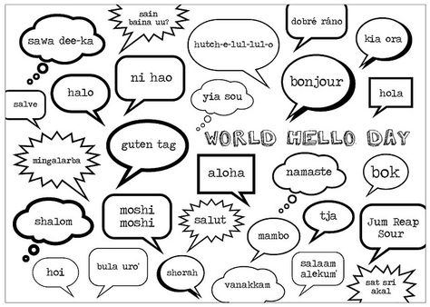 world hello day | World Hello Day World Hello Day, Ways To Say Hello, World Days, Kid Craft, Family Crafts, Fun Family, Family Fun, Eden, Free Printables